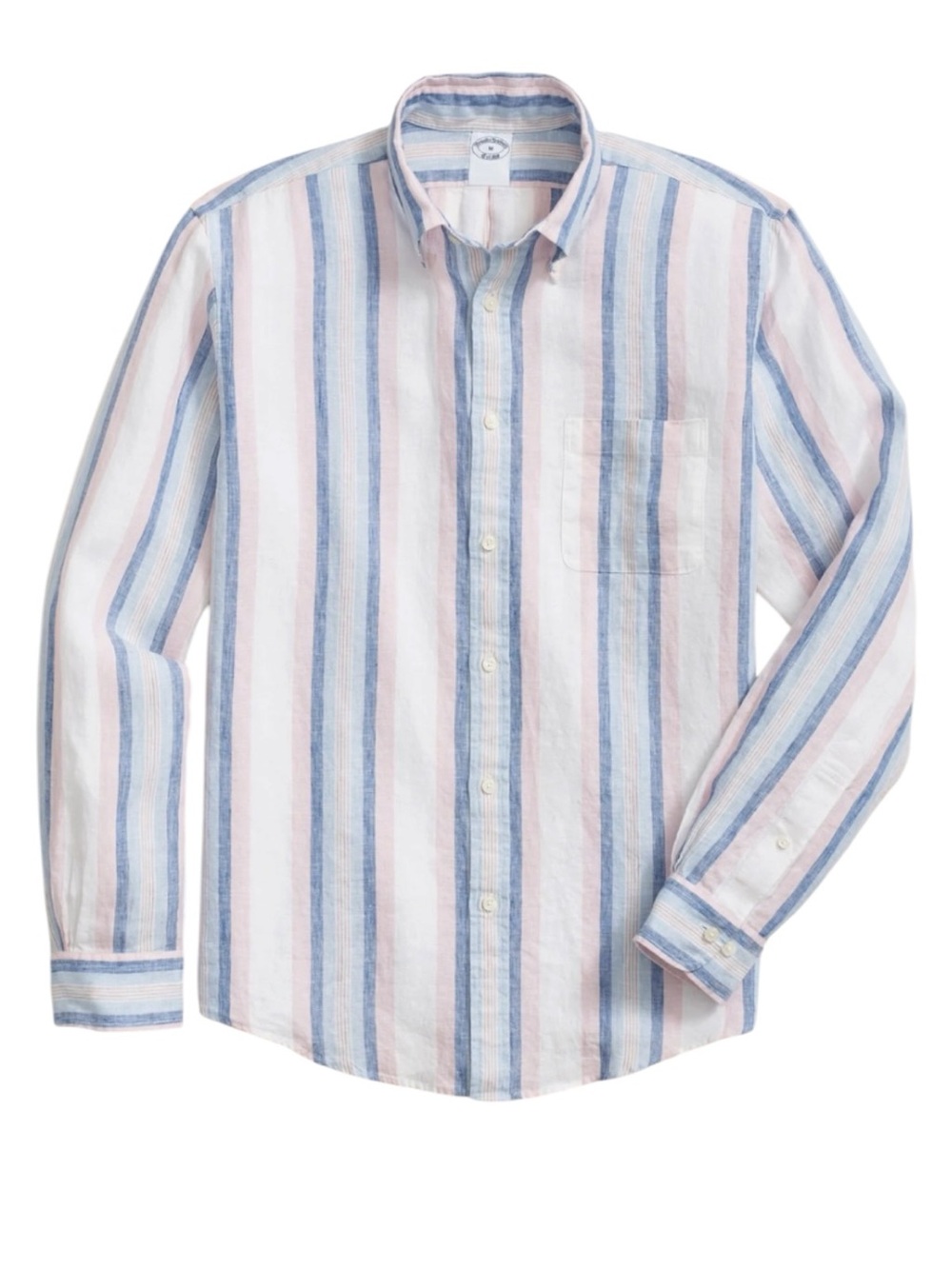 Brooks Brothers Irish Linen Polo Button Down Collar Awning Stripe Multi Shirt XL